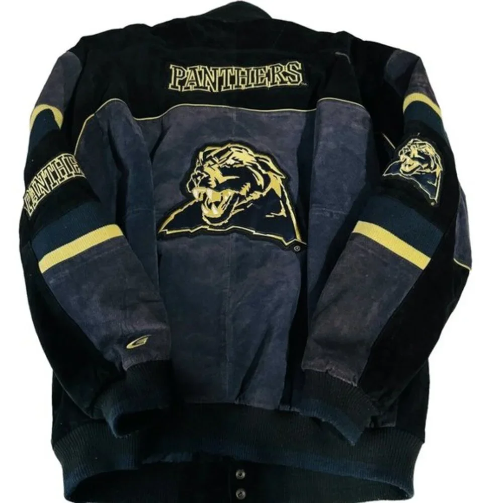 G111 Sports Pittsburgh Panthers Jacket Mens 2XL  Suede Leather‎ Embroidered Logo